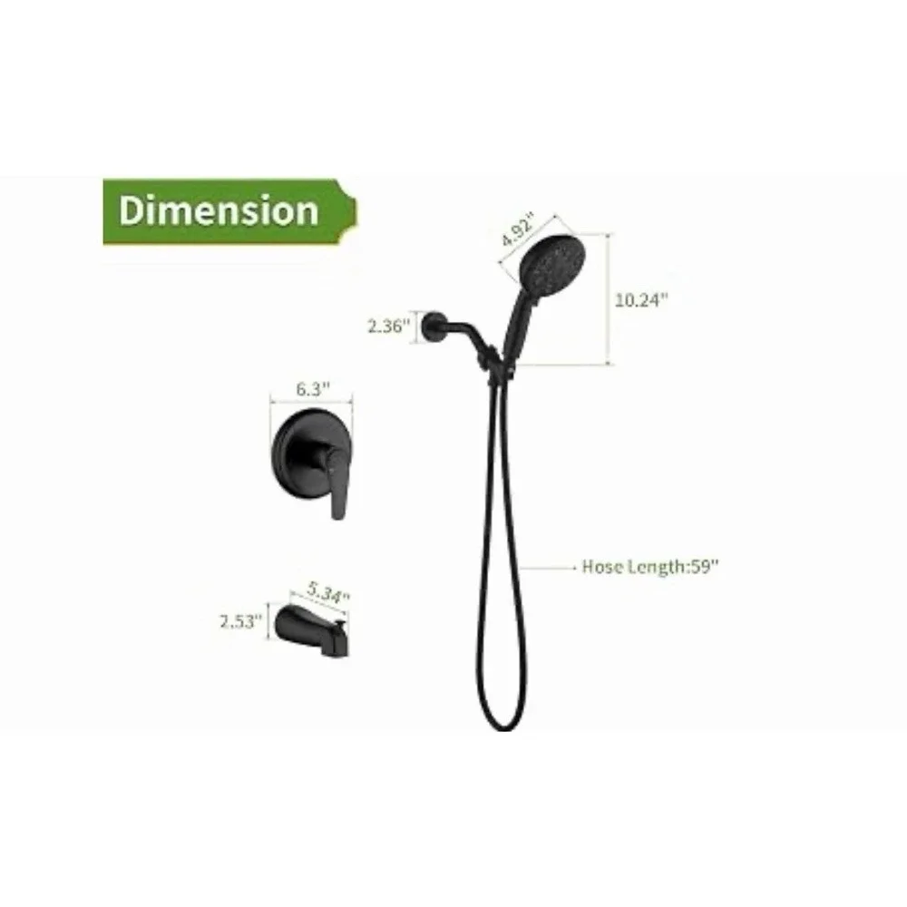 Tub Shower Faucet Set with 10 Spray Handheld Shower Matte Black Shower Head and